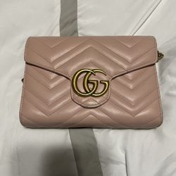 Pink Gucci GG Marmont Large Wallet On Chain 