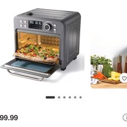 Sur La Table Kitchen Essentials 16qt Stainless Steel Air Fryer Oven with Steam Cool Gray: Digital Display, 1400W