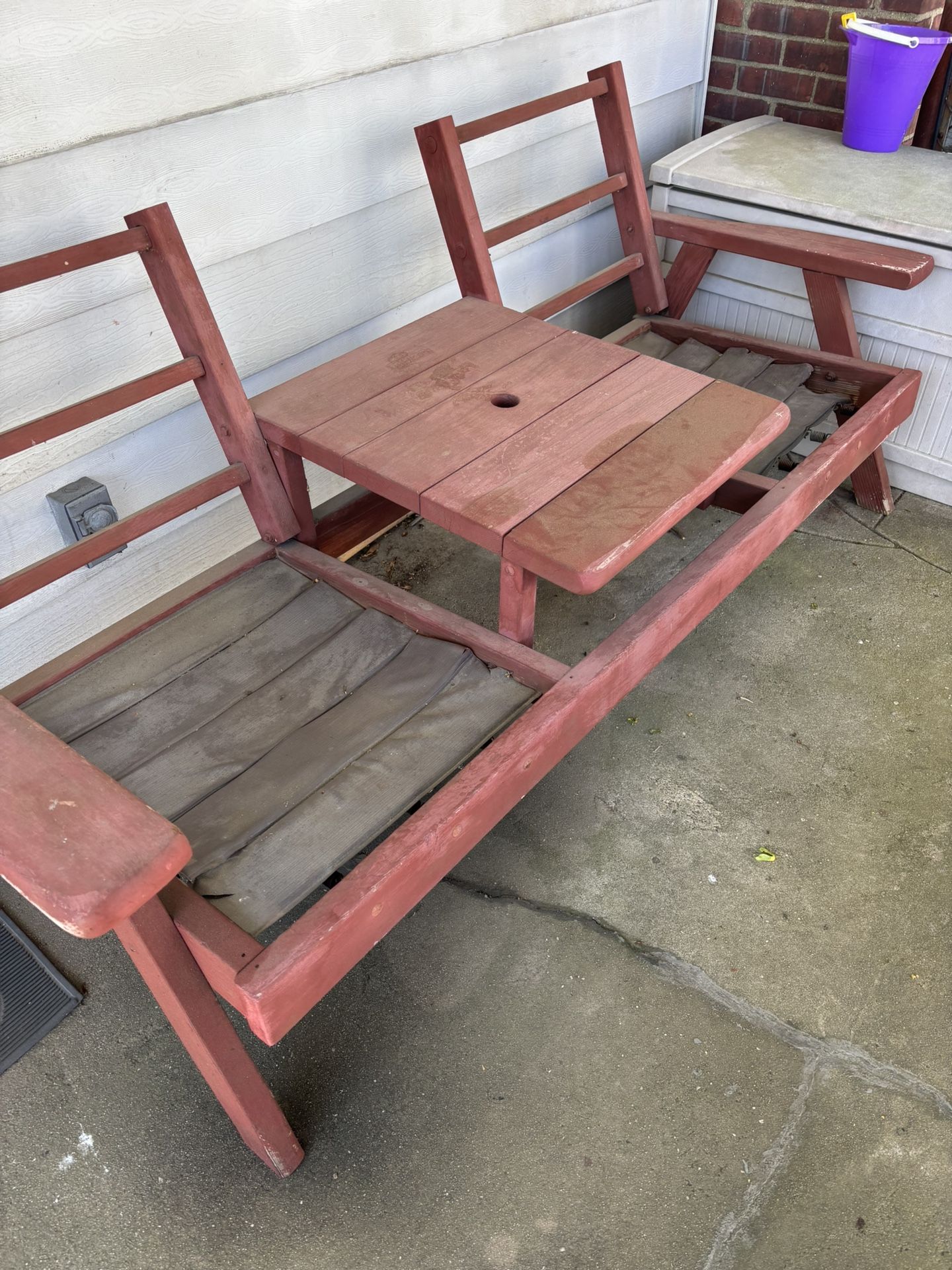 Outdoor Redwood Loveseat (Garage Kept )