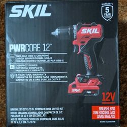 SKIL PWR CORE 12-volt 1/2-in Brushless Keyless Cordless Drill Kit 2ah DL6290A-11 Full Kit New