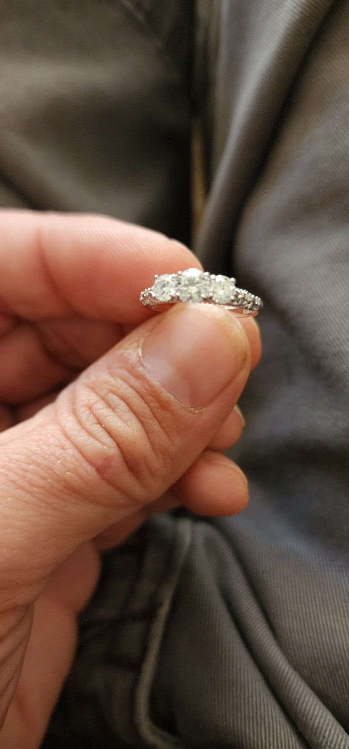 Sterling Silver And Moissanite Wedding Band