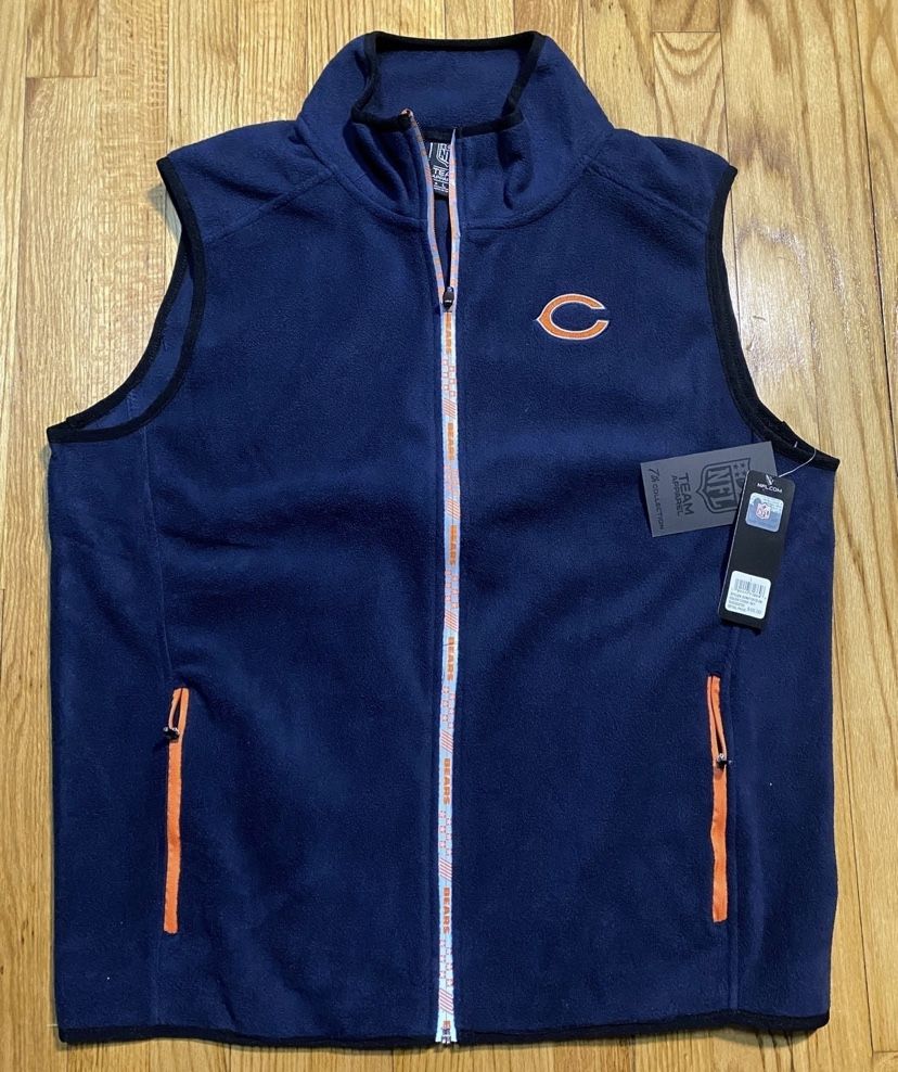 Chicago Bears https://offerup.com/redirect/?o=TkZMLmNvbQ== Team Fleece Navy Blue Vest Jacket Sz Men's L New!!