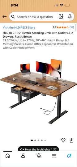 Desk- Has a small crack near power strip