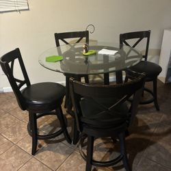 Glass Top Dining Table With 4 Chairs 