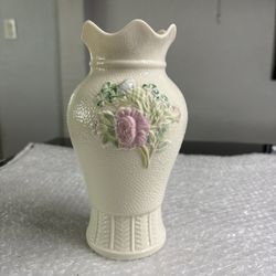 Belleek Pink Flowers Vase