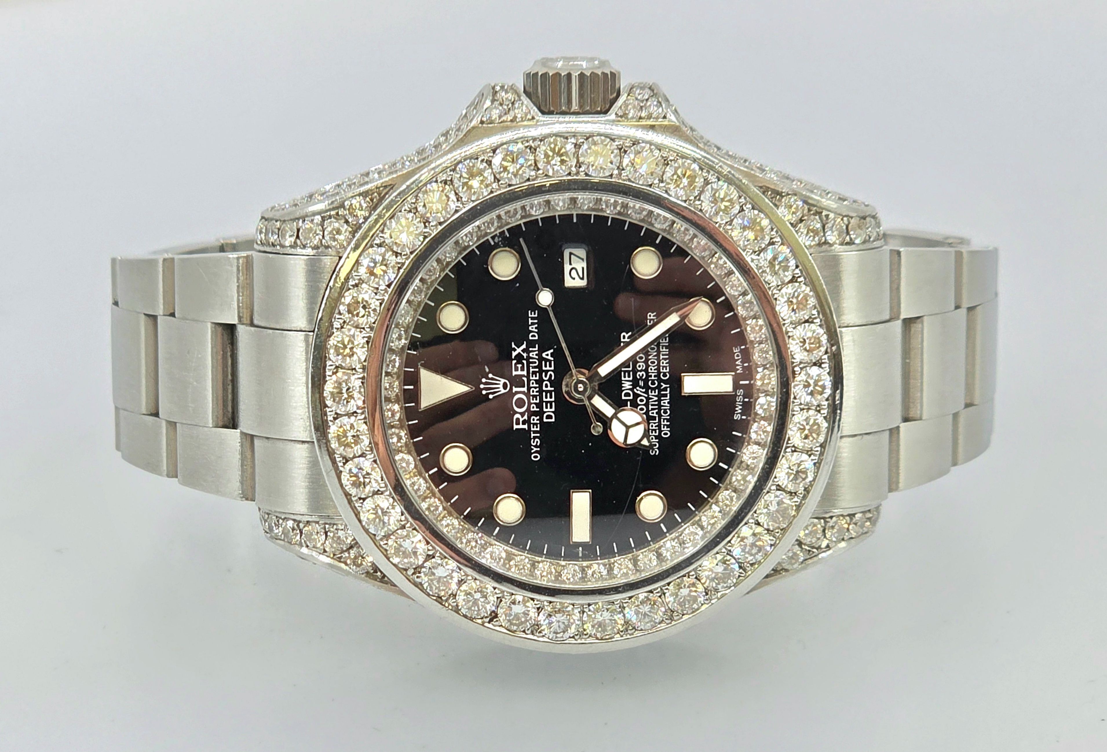 Rolex Deepsea Sea-Dweller with a diamond bezel and diamonds on the case.