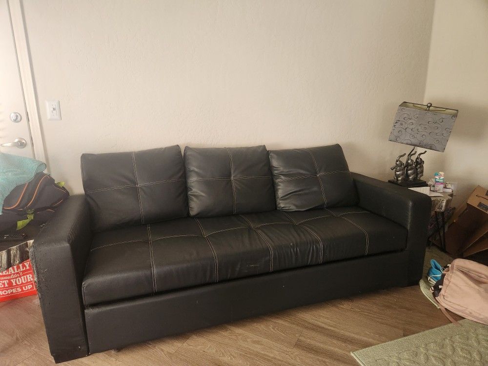 Black Leather Pull Out Sofa