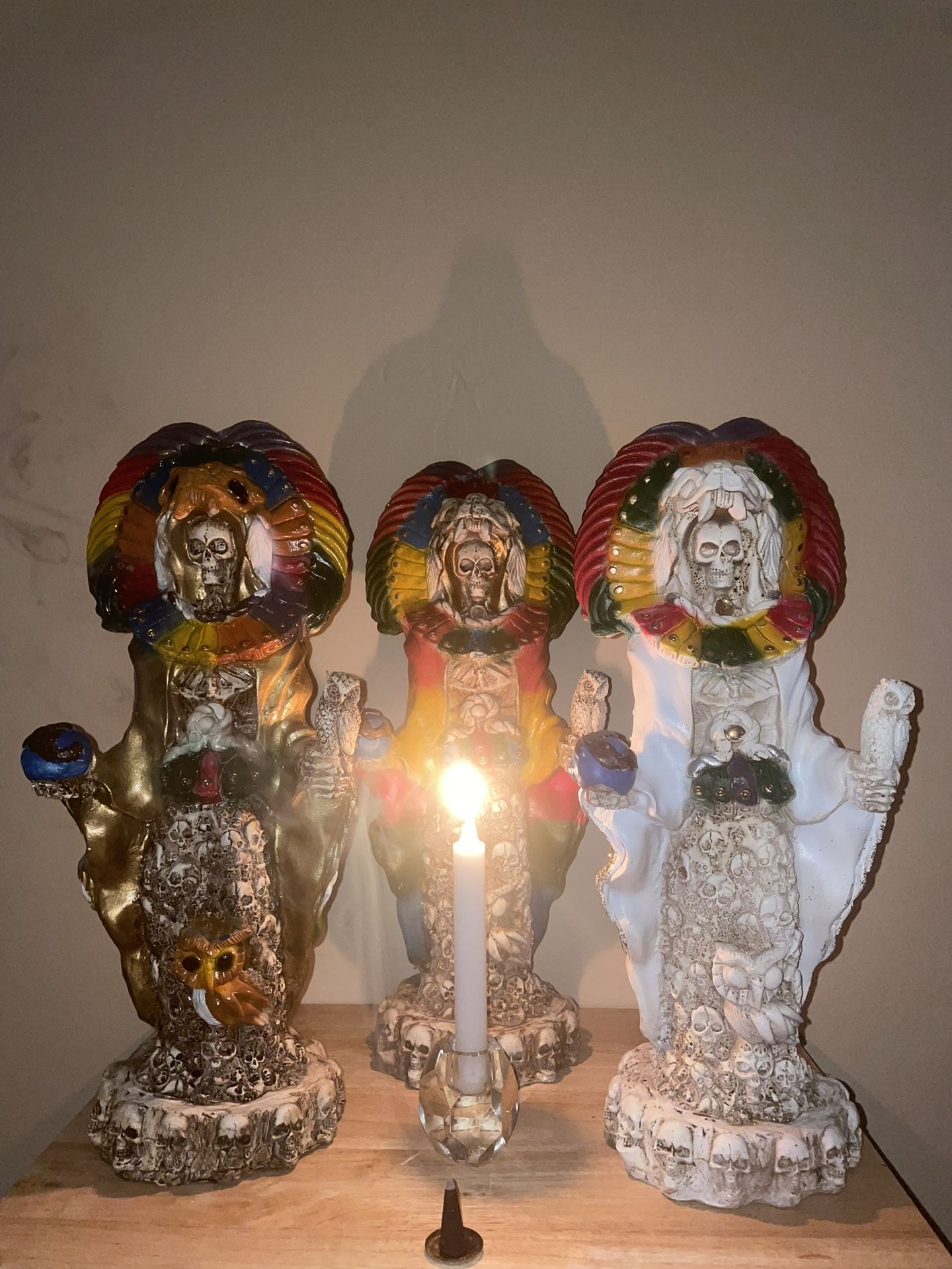 For Sale: Aztec-Style Santa Muerte Statues – 16 Inches Tall