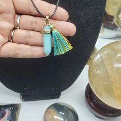 Handmade Aquamarine Pendant Tassell Necklace 
