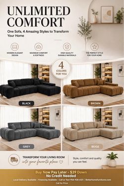 Modern L-Shaped Sectional Sofa- buy now pay later