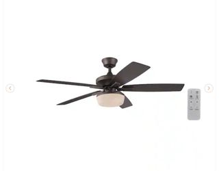 Hampton Bay Gazebo IV 52 in. Indoor/Outdoor Flat Bronze Downrod Mount Ceiling Fan - New