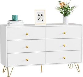6 Drawer Dresser Double Dresser Storage Cabinet  for Living Room