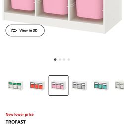 IKEA  Storage combination with boxes, white white/pink