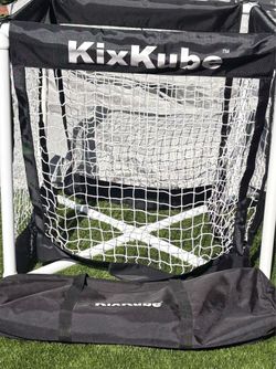 KixKube soccer net featuring a Portable, Four-Sided Goal Design.