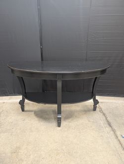 Black Demilune Console Table with Lower Shelf