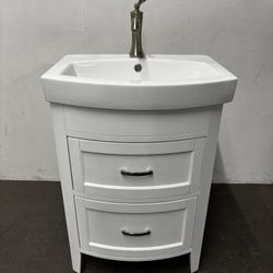 Empire White Arch Vanity with Ceramic Sink & Moen Faucet