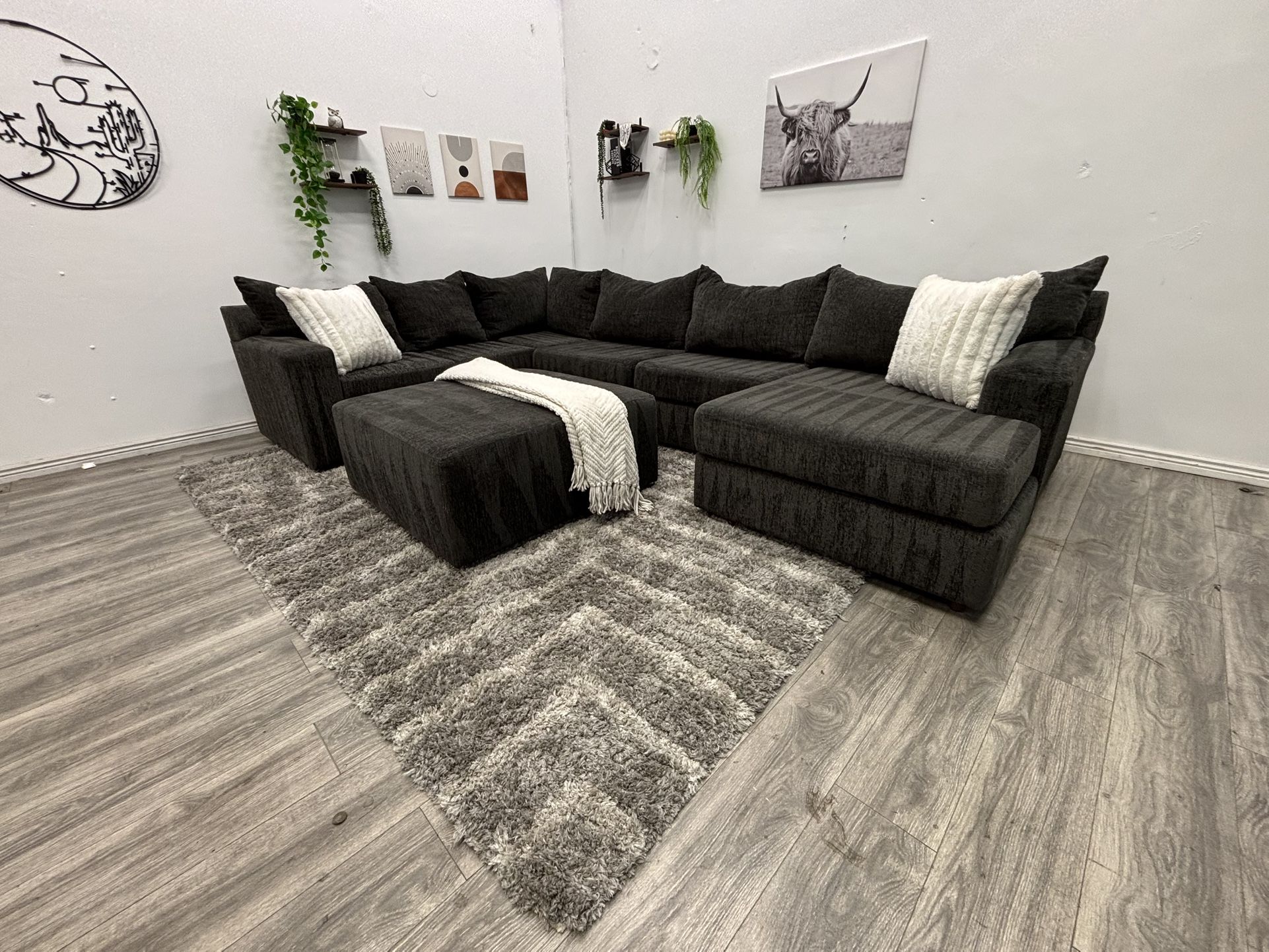 Black Sectional Couch - Free Delivery