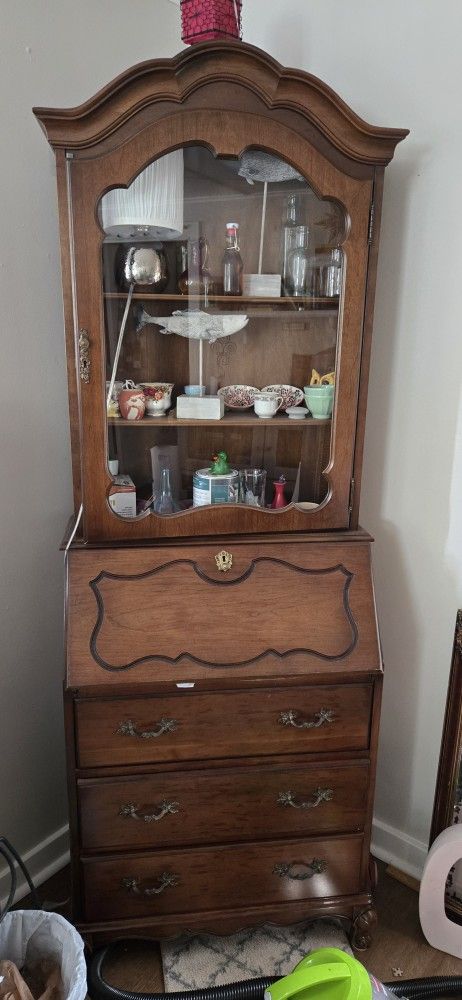 China Hutch/ Fold Down Desk W Drawers
