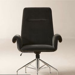CB2 Black Velvet Office Chair 