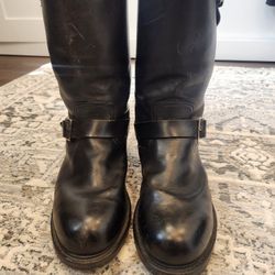 Men's Black Leather Steel Toe Boots