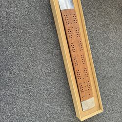 VTG 1970s JACK DANIELS WHISKEY OAK BARREL STAVE CRIBBAGE BOARD ORIG BOX 3 nails