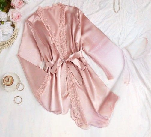 Satin Pink Robe Large
