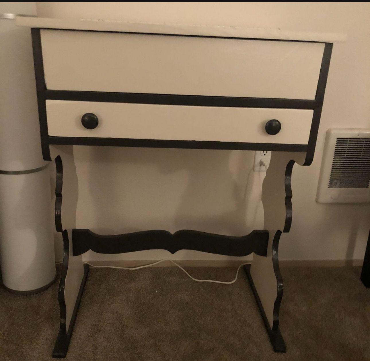 Beautiful White And Grey Refinished Secretary Desk