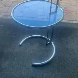 Vintage Chrome And Glass End Table