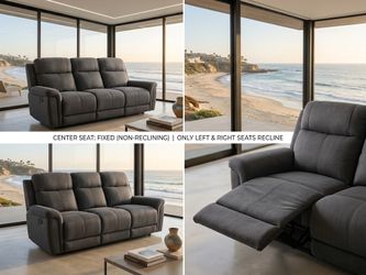 Gray Fabric 3-Seat Sofa Duel reclining Plush Ergonomic Support