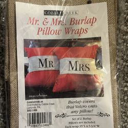 Mr & Mrs Burlap Pillow Wraps 