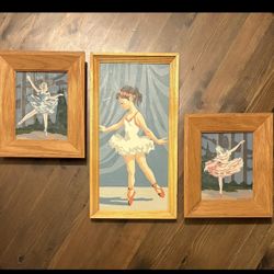 Vintage Paint-By-Number Ballerina Paintings