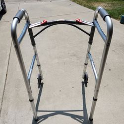 Drive 2 Button Folding Walker 5" Front Wheel Walk