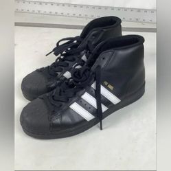 Adidas Men's Black and White Pro Model High Top Sneakers Men 7 Or Women 8.5