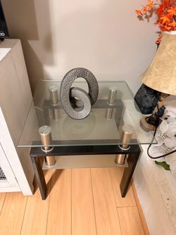 Glass Top End Table with Metal Legs and 2 side tables