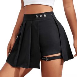 Button Strap Skort