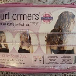 Curlformers Spiral Hair Curlers Curls Styling Kit 14" Long Hair Pink and Orange