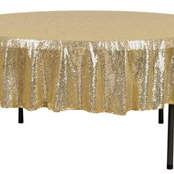 Round Gold Sequin Table Cover