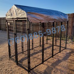New! 8x4x6 Large Outdoor Dog Kennel Cage Playpen With Tarp Shade (Easy To Assemble)