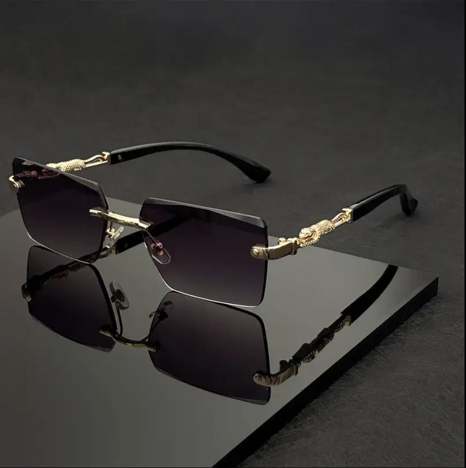 Luxury Frameless Black Golden Sunglasses
