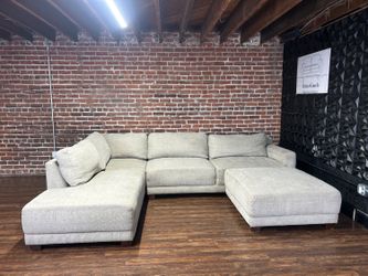 Free Delivery-Gray Thomasville 2pc sectional sofa couch + ottoman