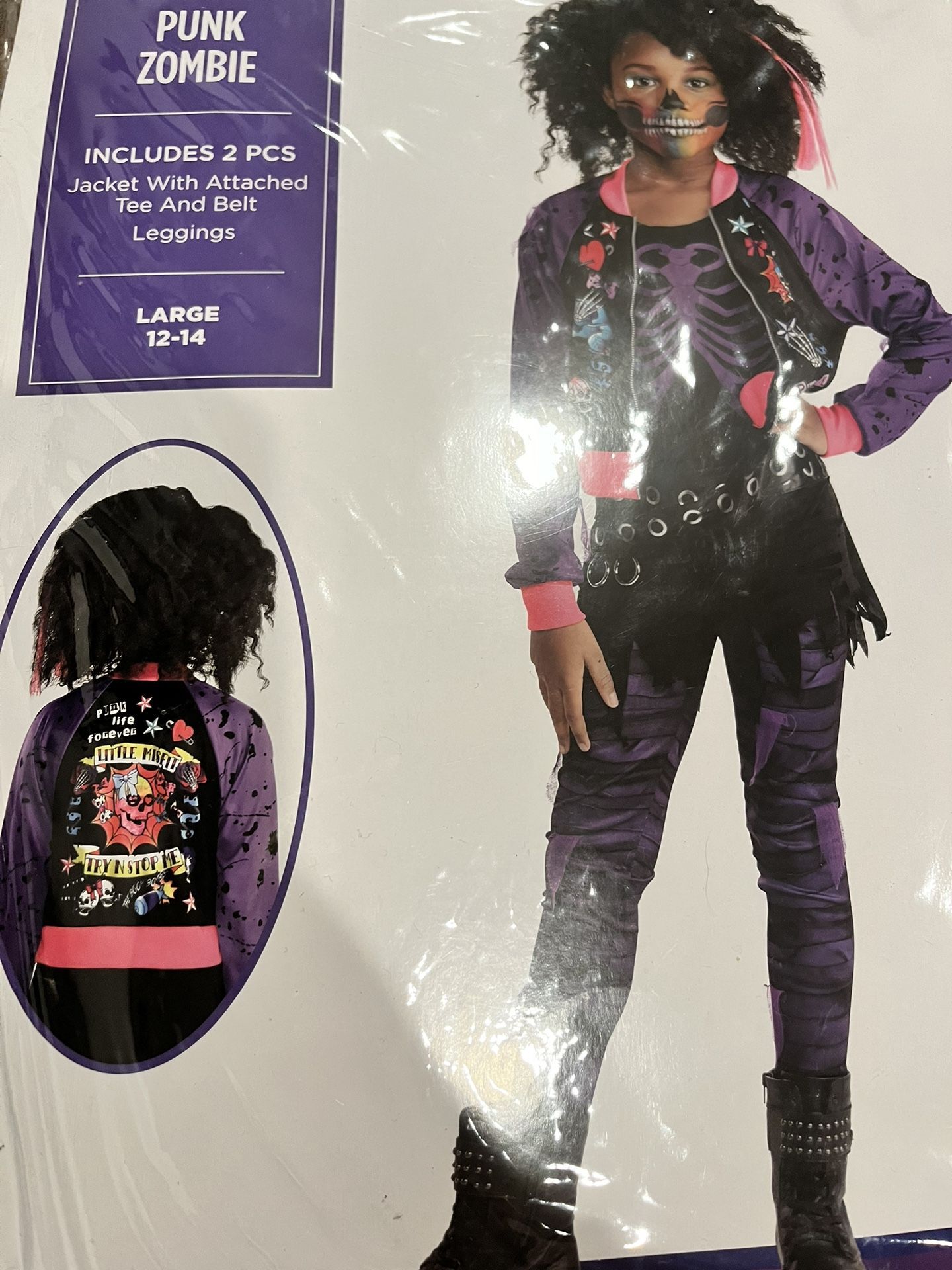 Kids Zombie Punk  Costume Size Large 