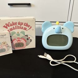 New Open Box | Wake-up Squad Cute Elephant Digital Alarm Clock – Blue