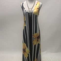 Yellow Flowers & Stripes Dress