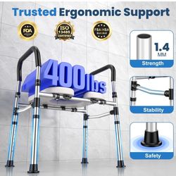 Toilet Seat Riser for Seniors, Raised Toilet Seat with Handles