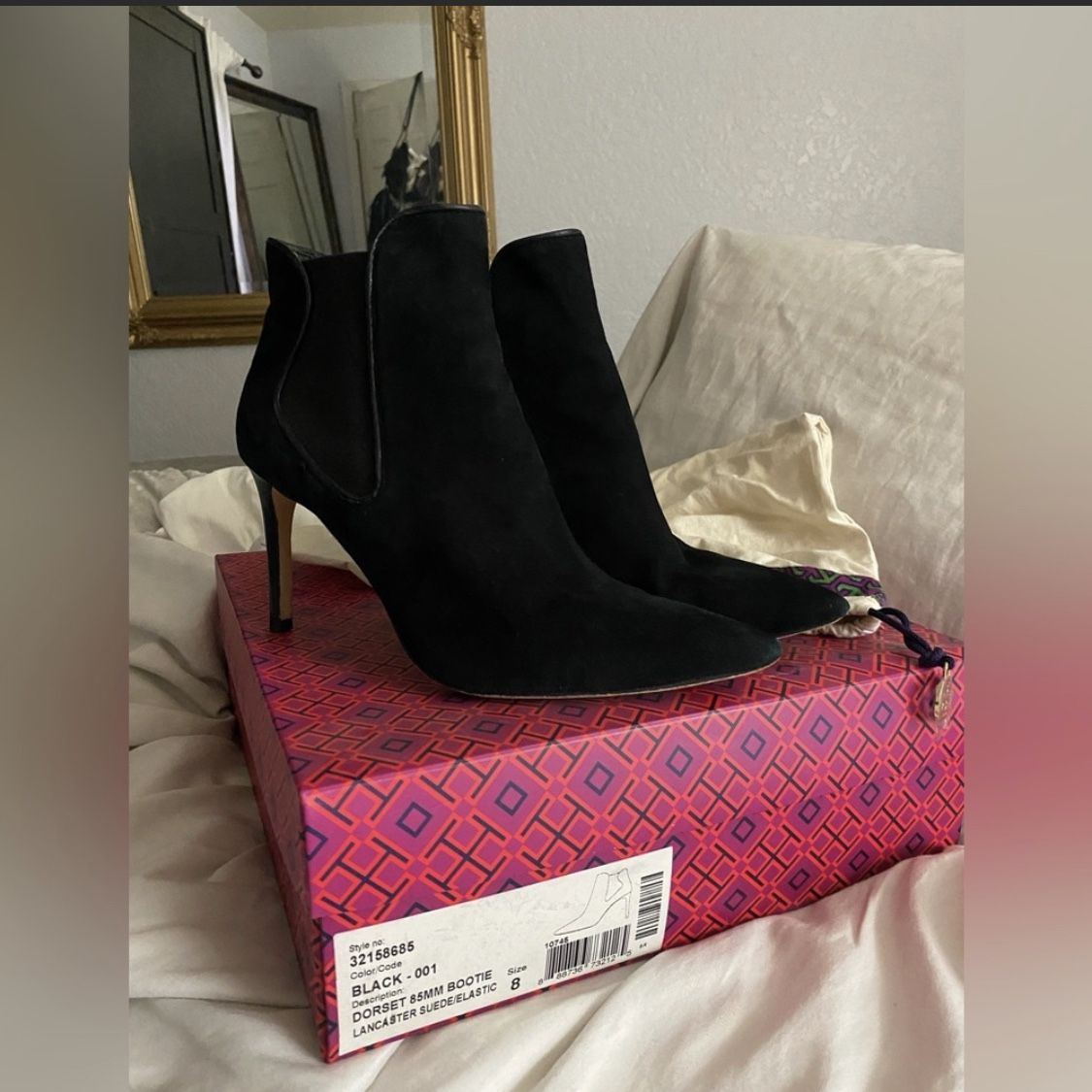Tory Burch Black Suede Ankle Boots