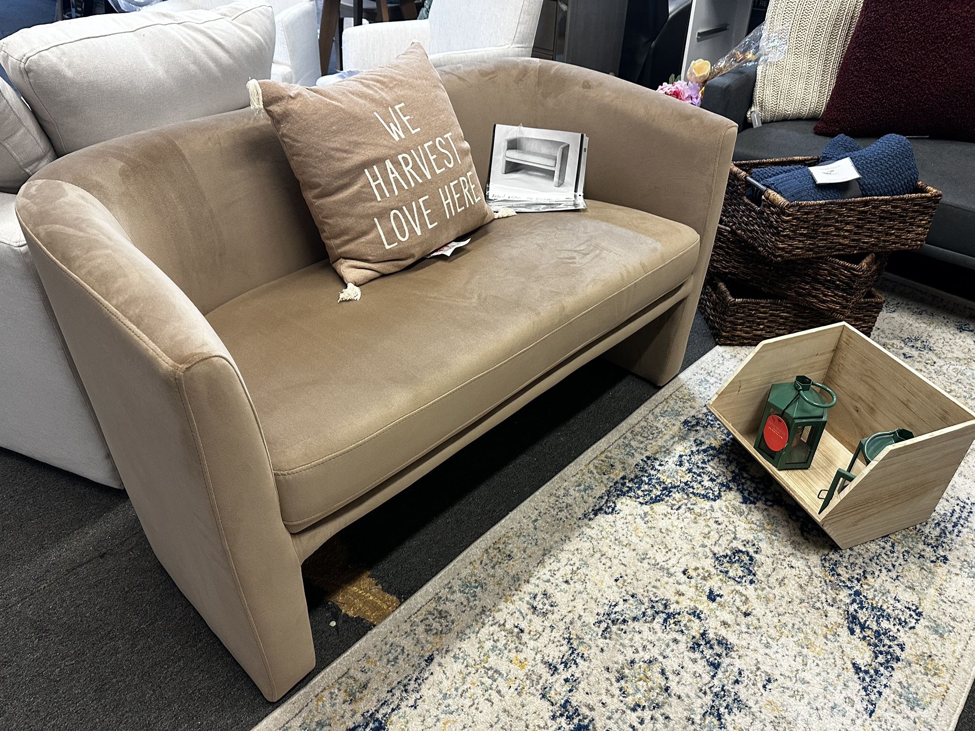 Velvet Loveseat New Light Brown