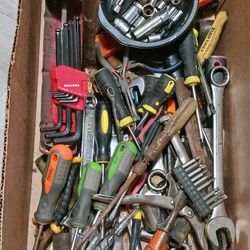 A Box Full Of Miscellaneous Tools Going At A Good Price