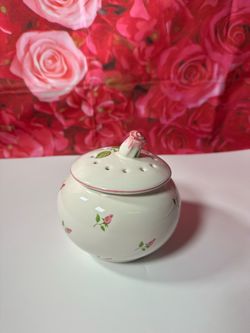 Vintage Teleflora Potpourri Pot Pink Roses Shabby Chic Gift Portugal