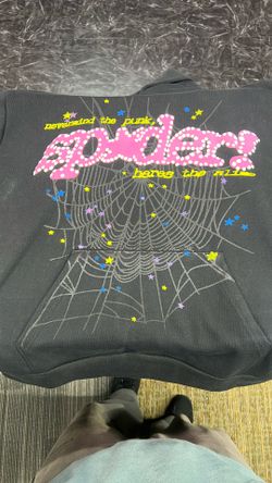Brand new black SP5DER hoodie with pink text - Adult M