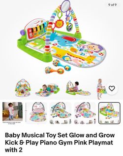 Fisher-Price Baby Musical Toy Set Glow and Grow Kick & Play Piano Gym Playmat